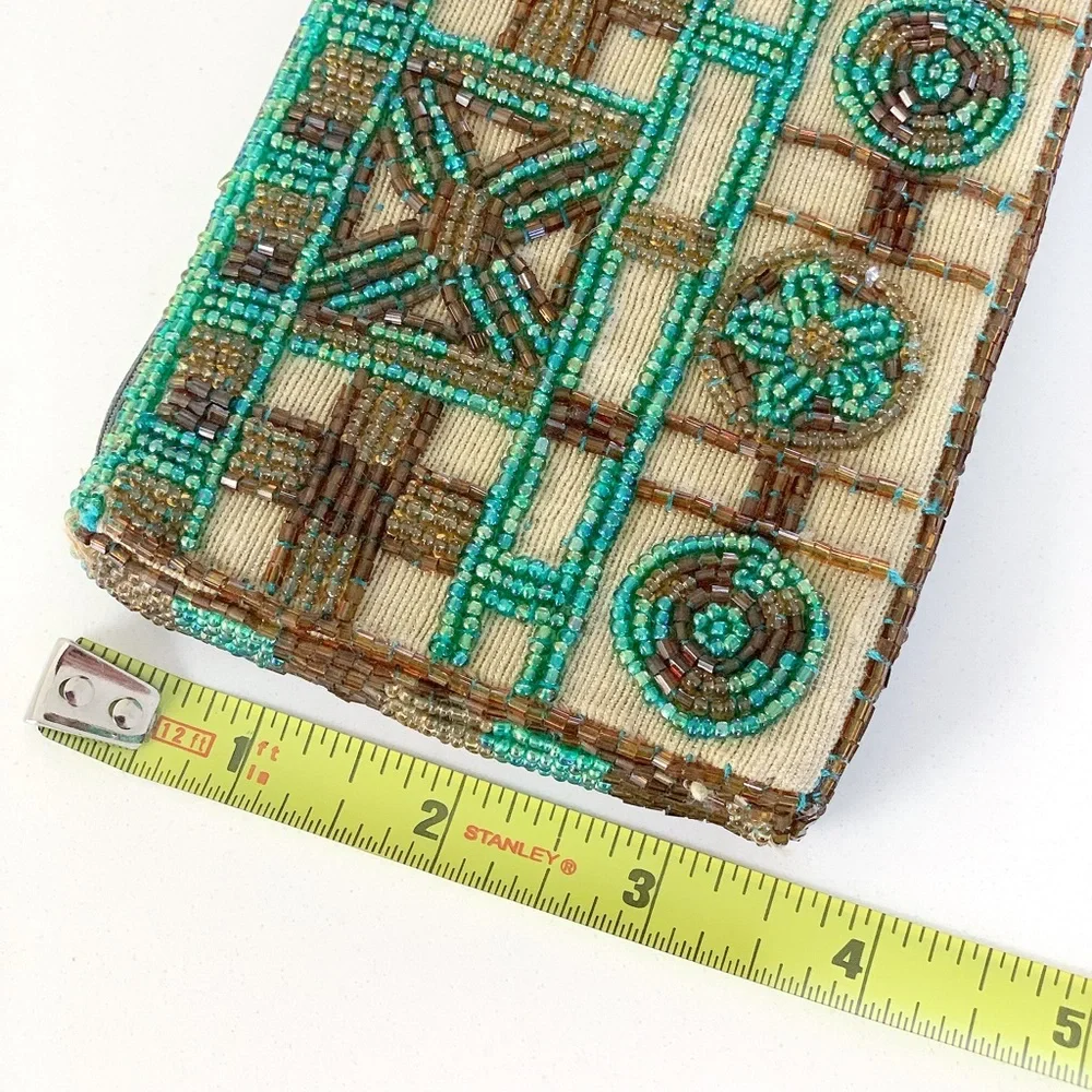 👛 Geometric Pattern Beaded Coin Wallet / Glasses Purse